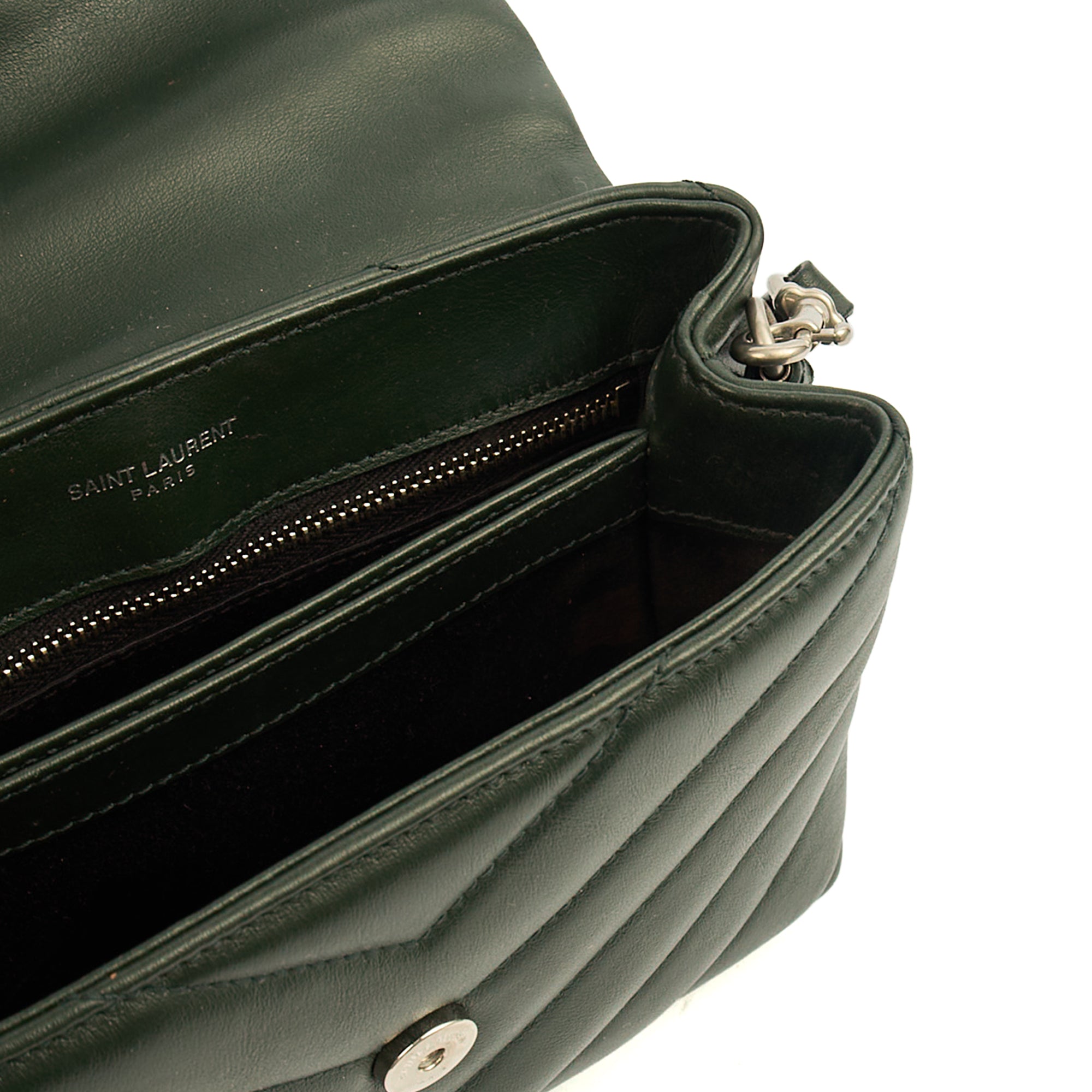 Saint Laurent Cross Body LouLou - Toy in Dark Green, Calfskin Leather