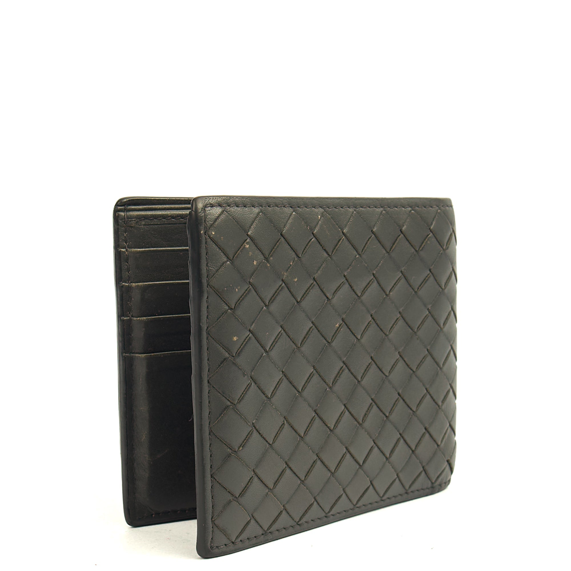 Bottega Veneta Wallet Bi-Fold Wallet in Black, Intrecciato Nappa