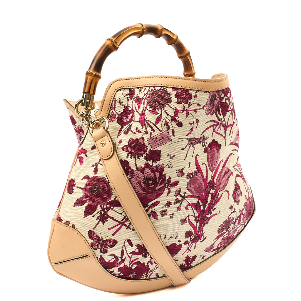 Gucci Shoulder Bag Bamboo Shoulder in Neutral, Fabric