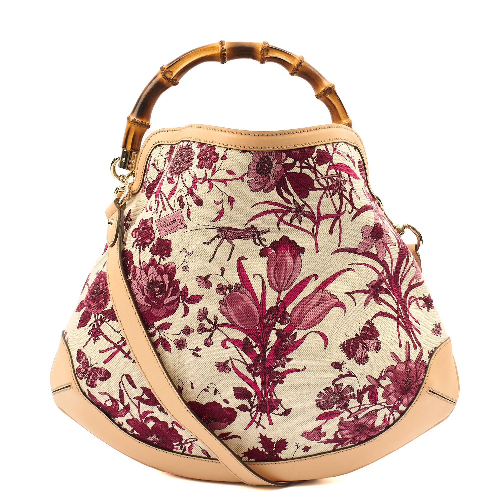 Gucci Shoulder Bag Bamboo Shoulder in Neutral, Fabric
