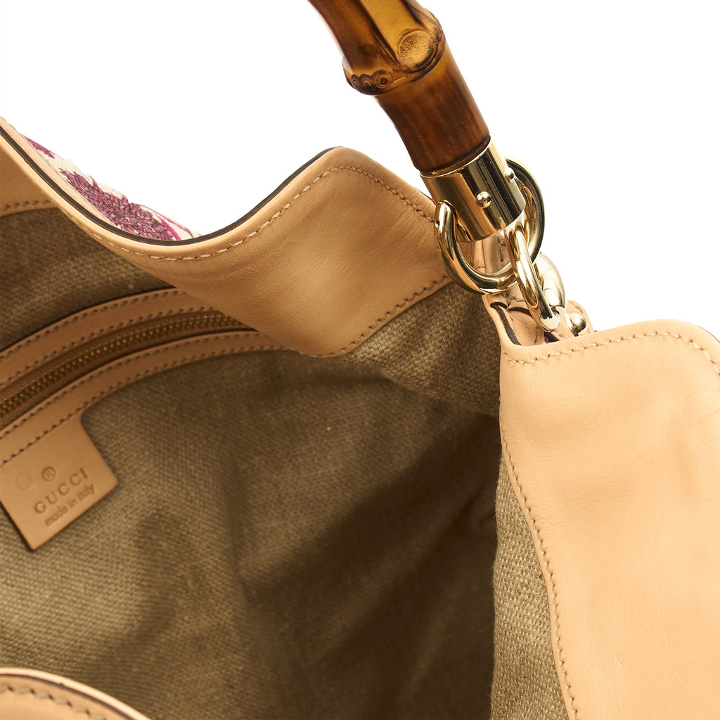 Gucci Shoulder Bag Bamboo Shoulder in Neutral, Fabric