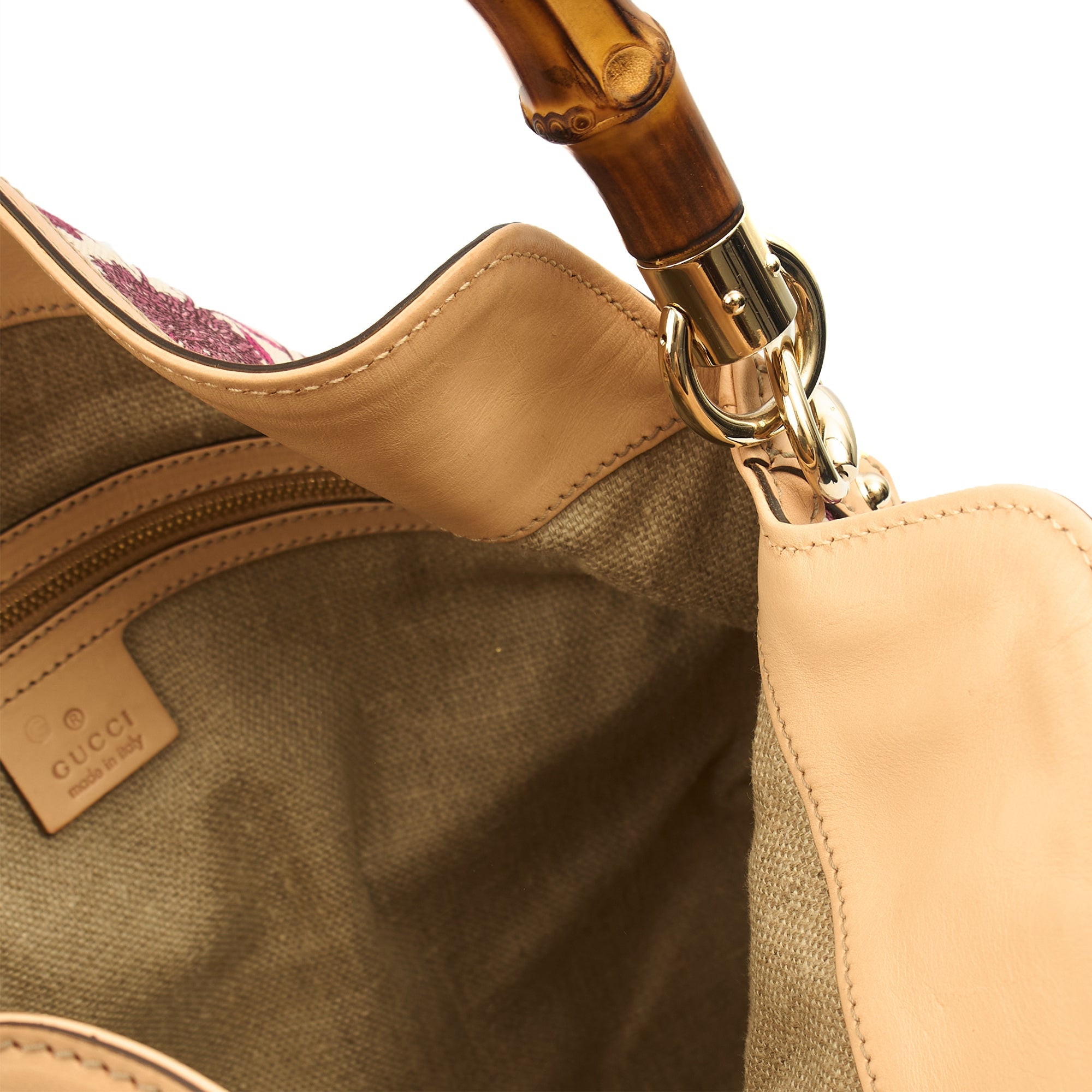 Gucci Shoulder Bag Bamboo Shoulder in Neutral, Fabric