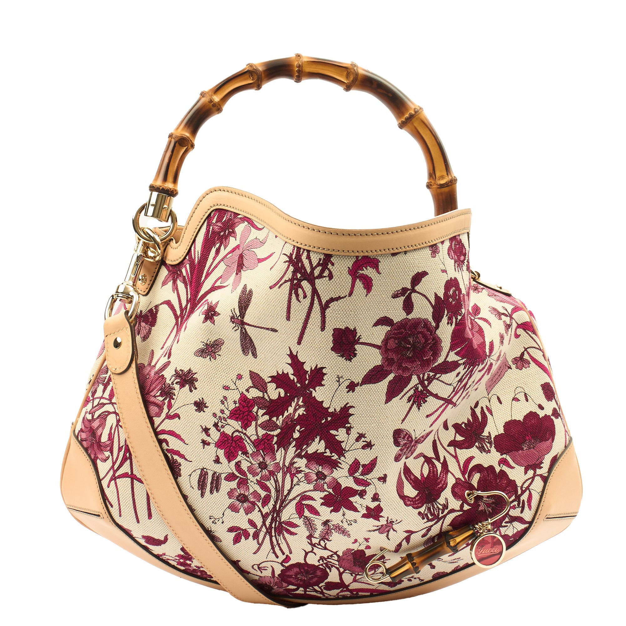 Gucci Shoulder Bag Bamboo Shoulder in Neutral, Fabric