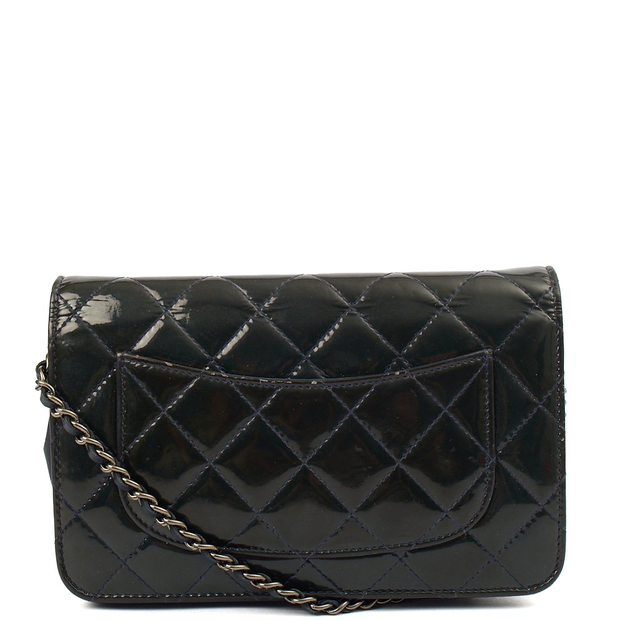 Chanel Cross Body Wallet on Chain in Blue, Patent Leather