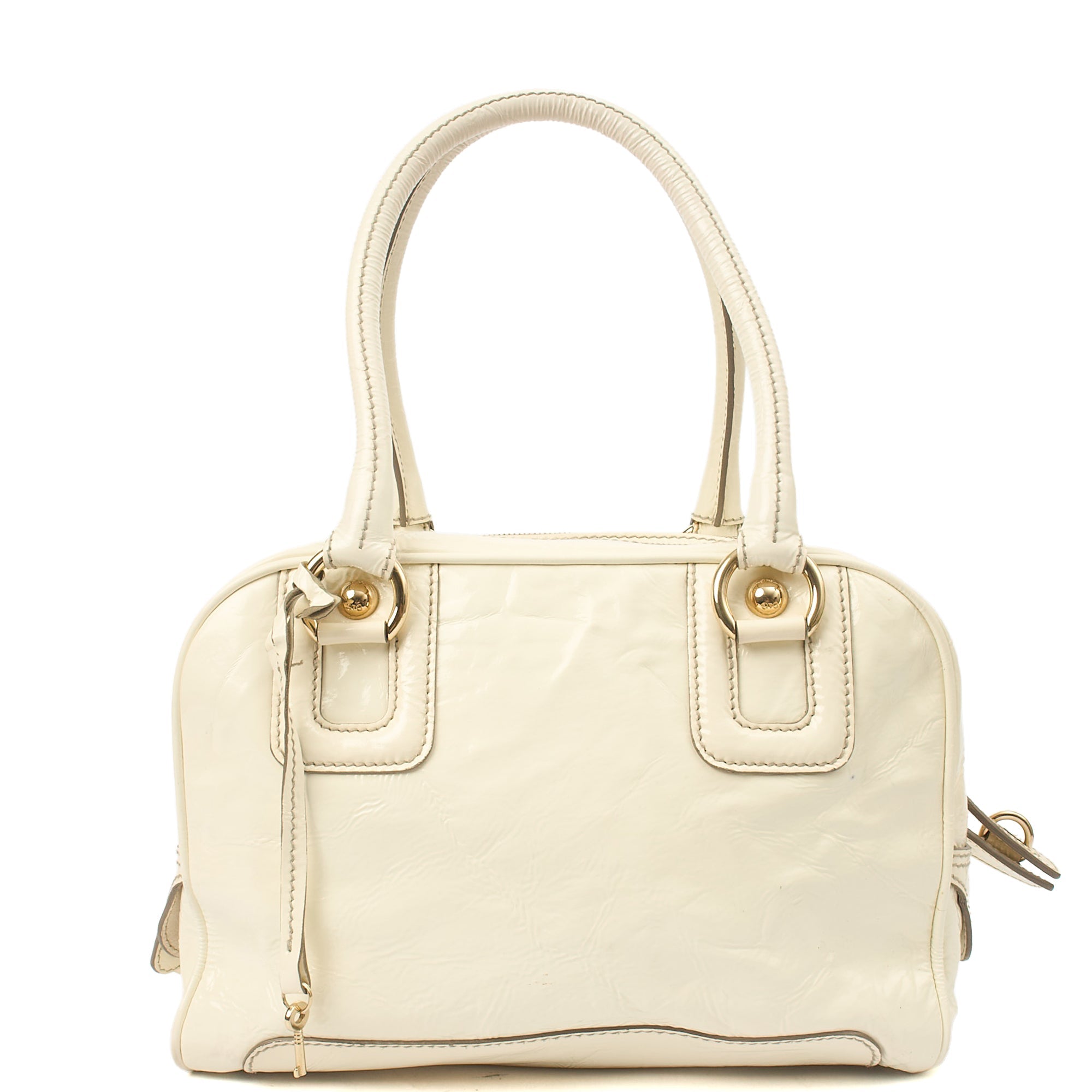 Dolce & Gabbana Shoulder Bag Tote in White, Patent Leather