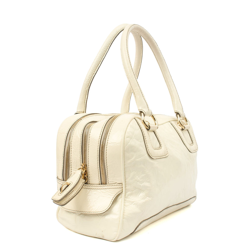 Dolce & Gabbana Shoulder Bag Tote in White, Patent Leather