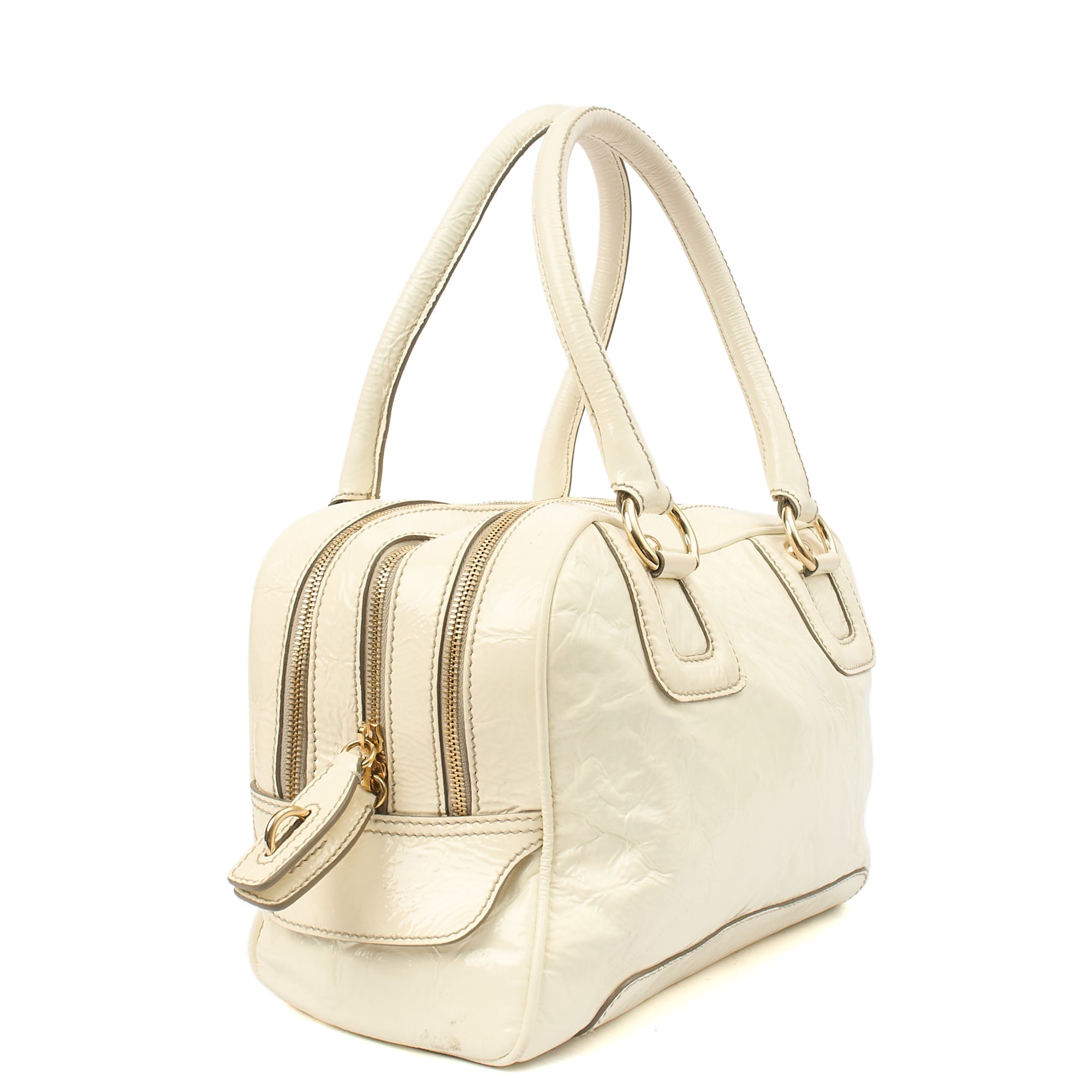 Dolce & Gabbana Shoulder Bag Tote in White, Patent Leather