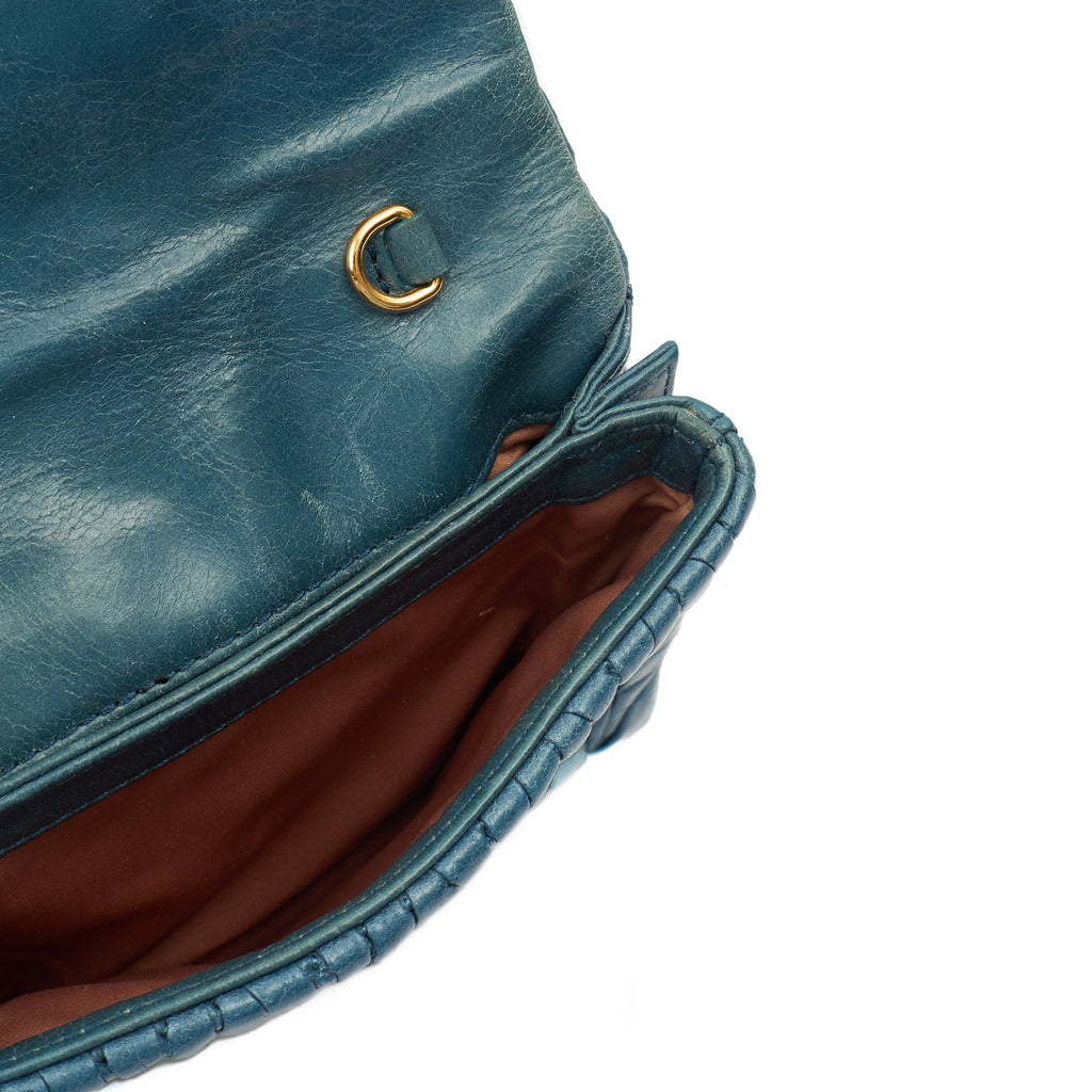 Miu Miu Cross Body Matelasse Crossbody in Blue, Leather