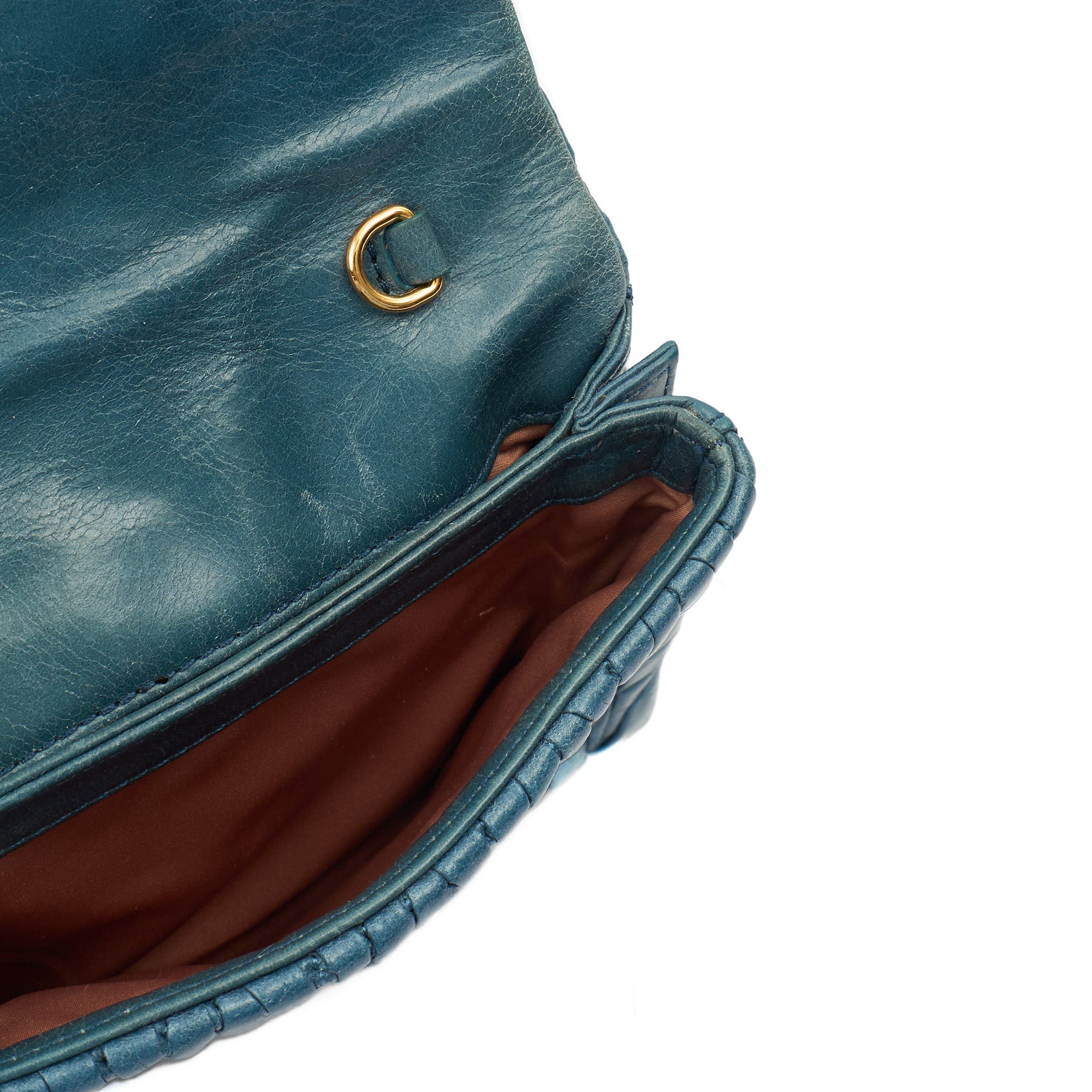 Miu Miu Cross Body Matelasse Crossbody in Blue, Leather
