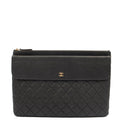 Chanel Clutch Pouch in Black, Caviar Leather
