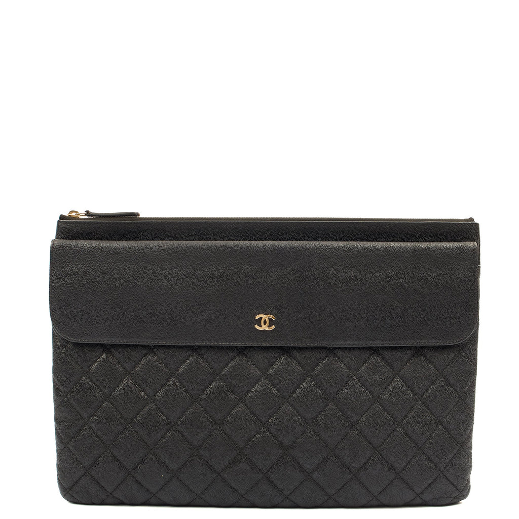 Chanel Clutch Pouch in Black, Caviar Leather