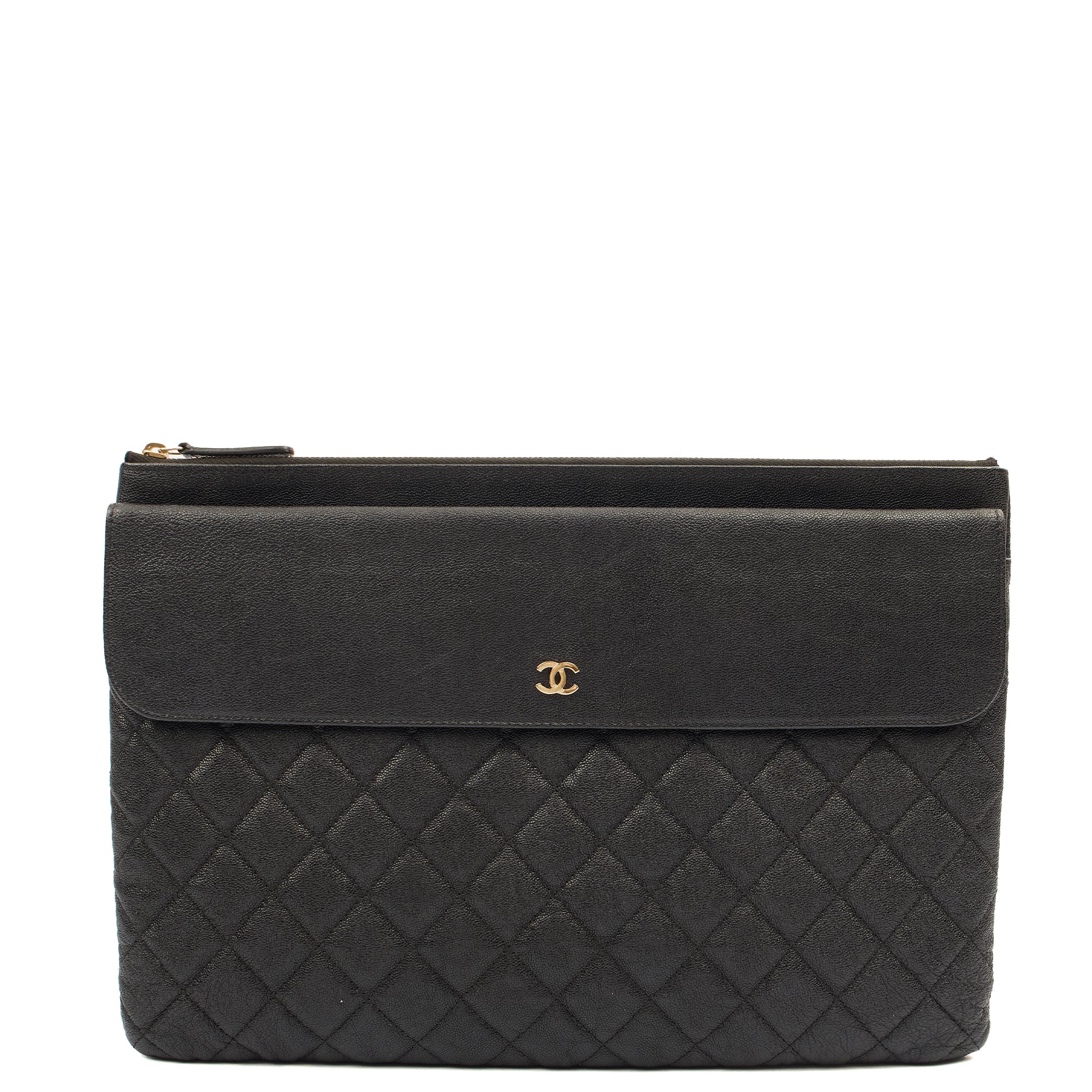 Chanel Clutch Pouch in Black, Caviar Leather