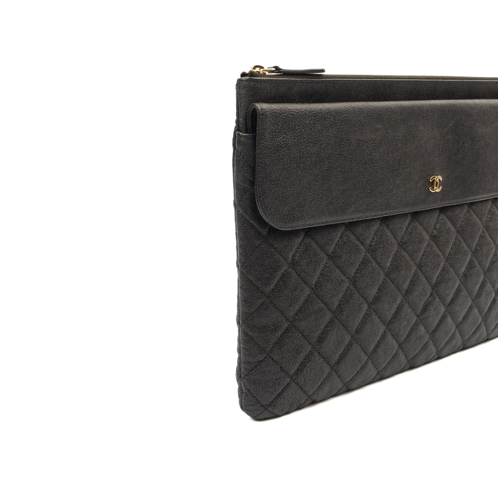 Chanel Clutch Pouch in Black, Caviar Leather