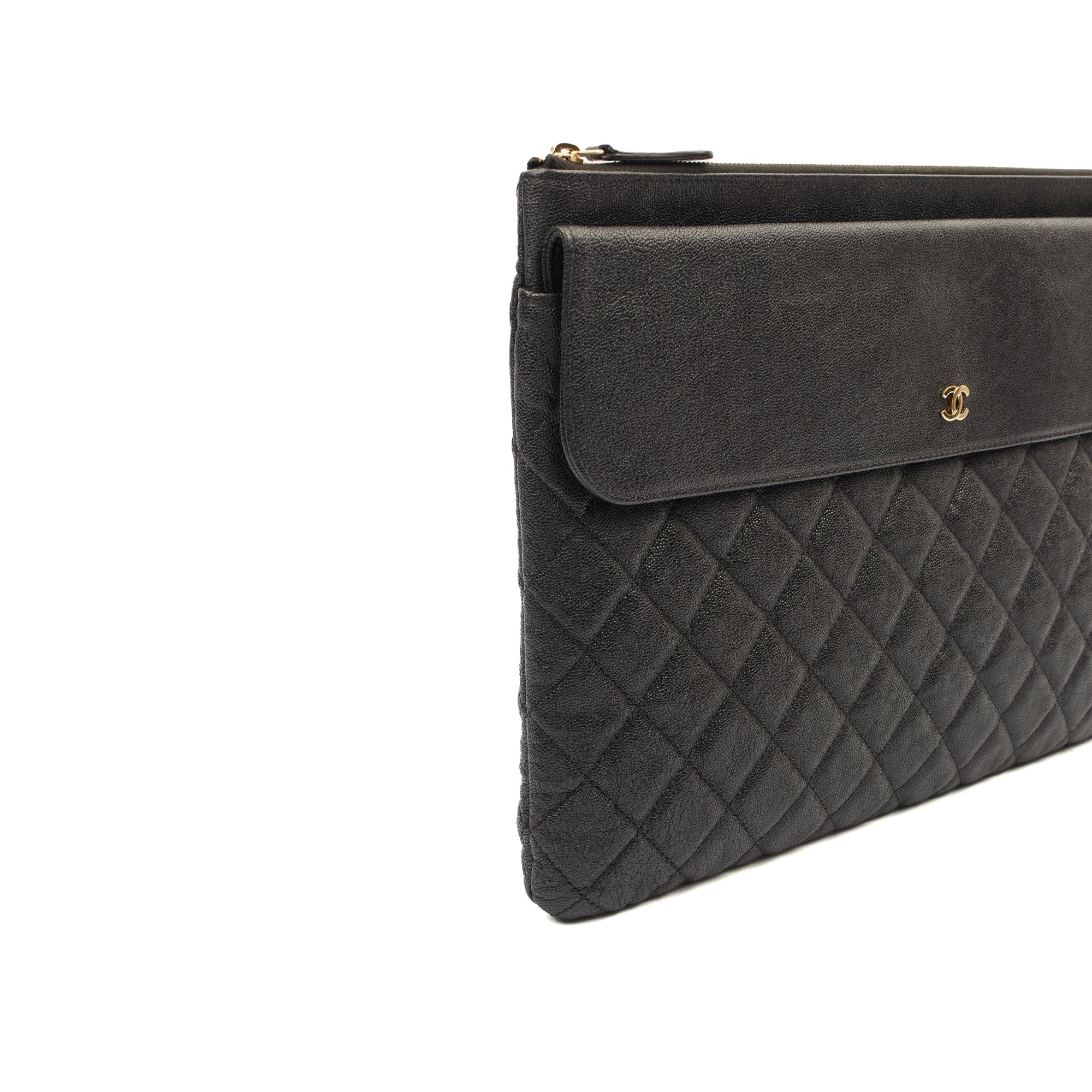 Chanel Clutch Pouch in Black, Caviar Leather