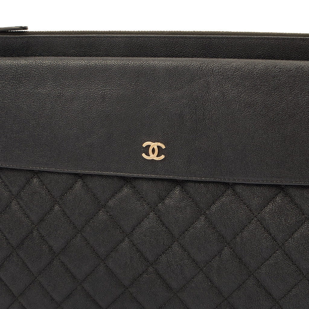 Chanel Clutch Pouch in Black, Caviar Leather