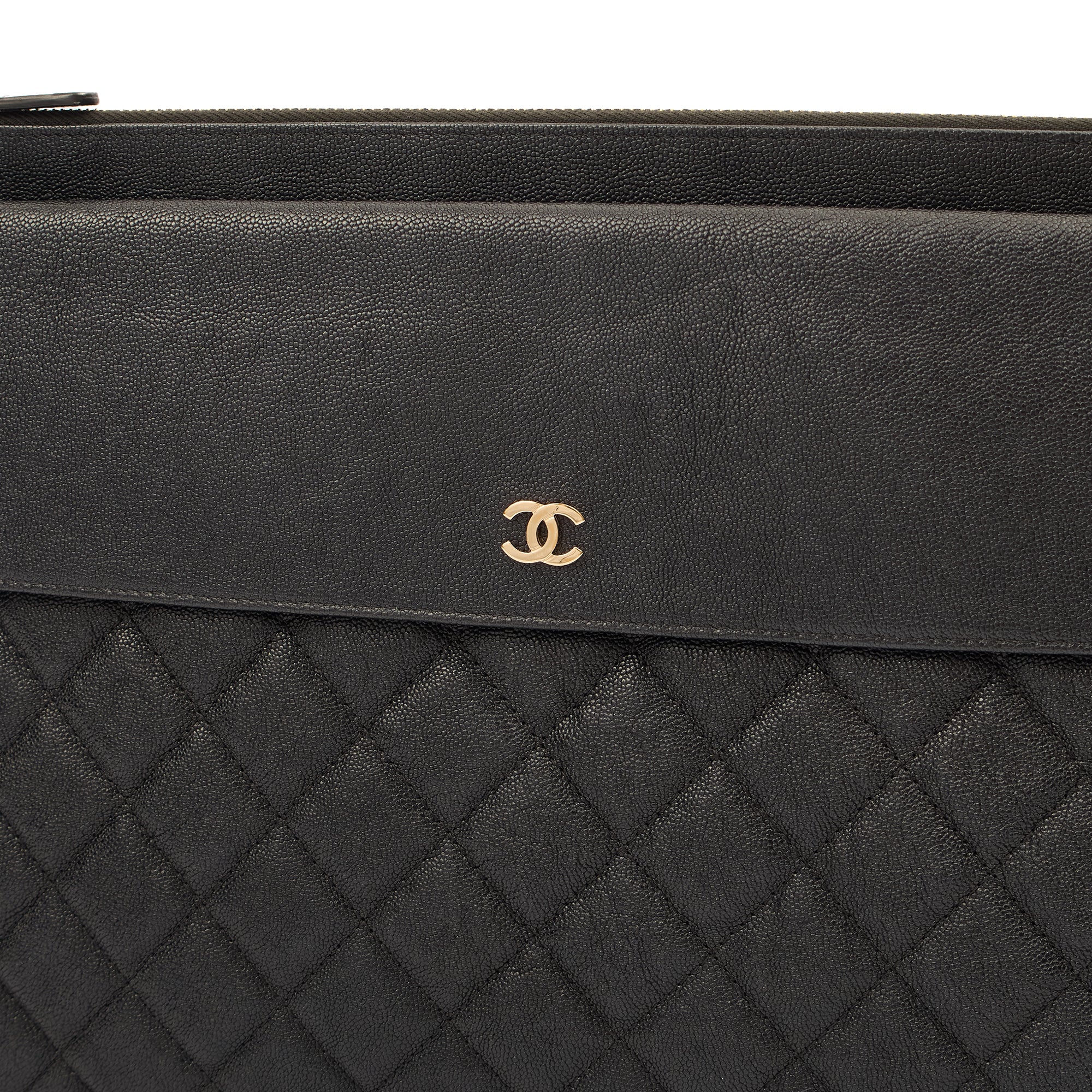 Chanel Clutch Pouch in Black, Caviar Leather