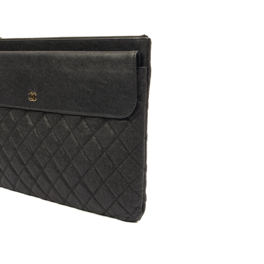 Chanel Clutch Pouch in Black, Caviar Leather