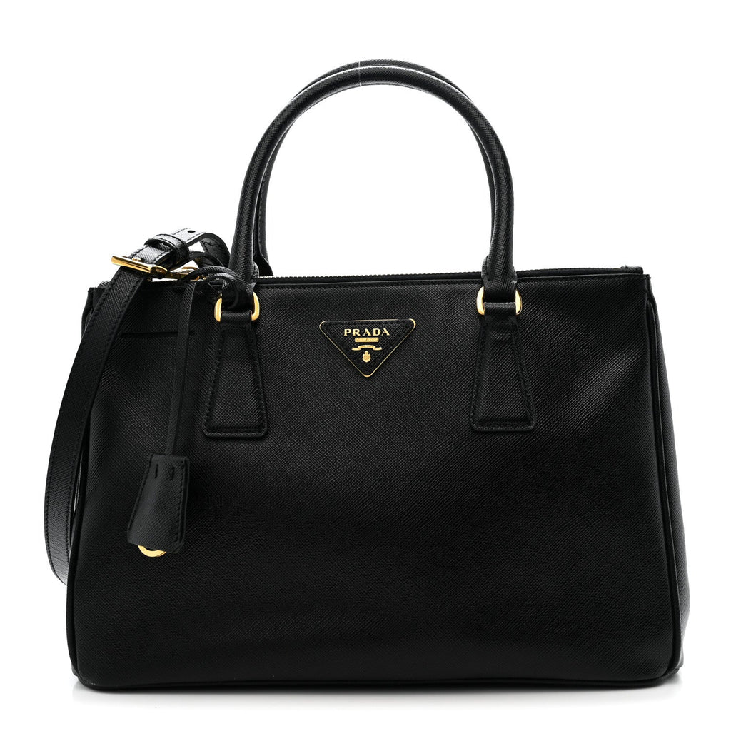 Saffiano Small Galleria Double Zip Tote Black