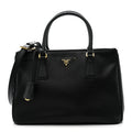 Saffiano Small Galleria Double Zip Tote Black