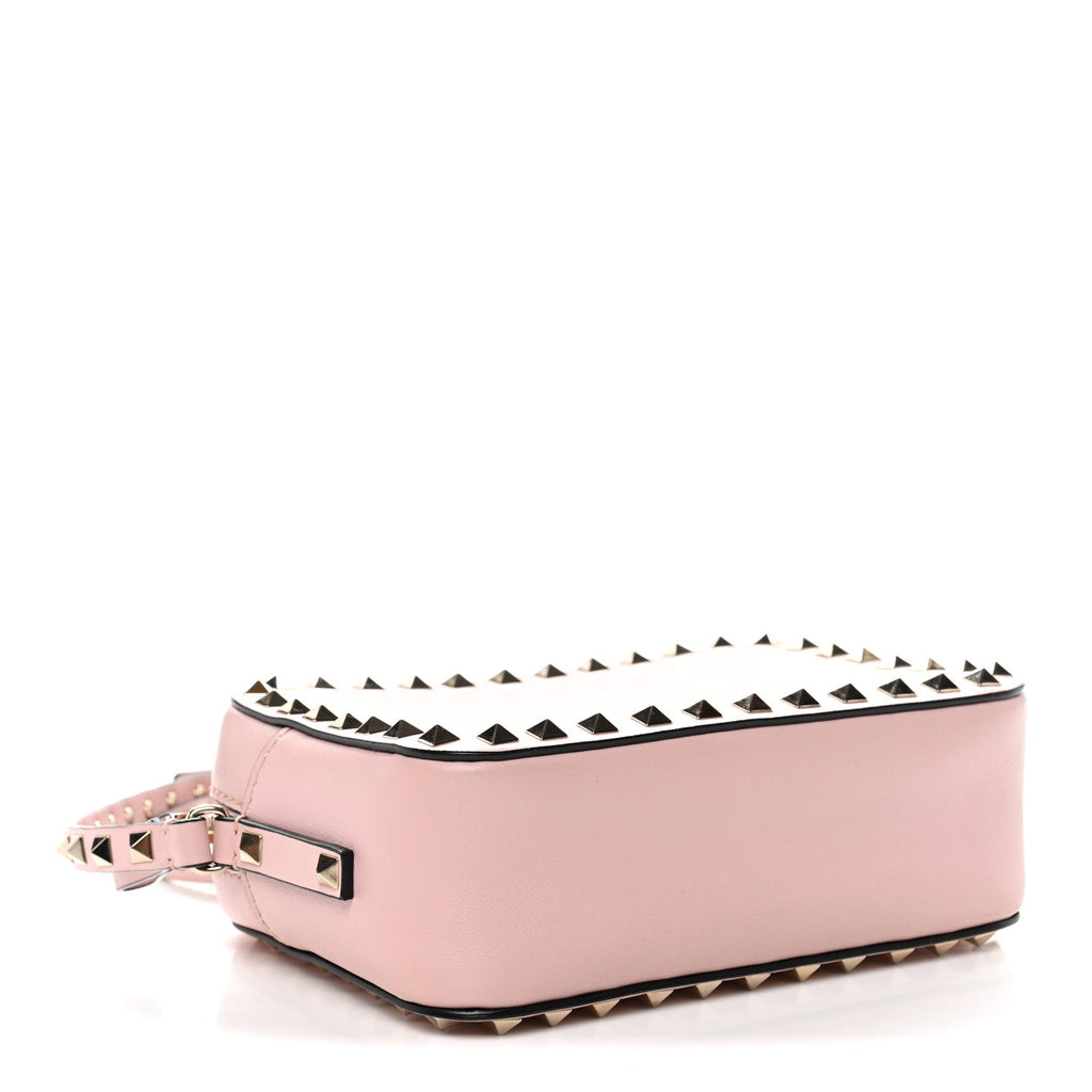 Calfskin Rockstud Camera Crossbody Bag Water Rose