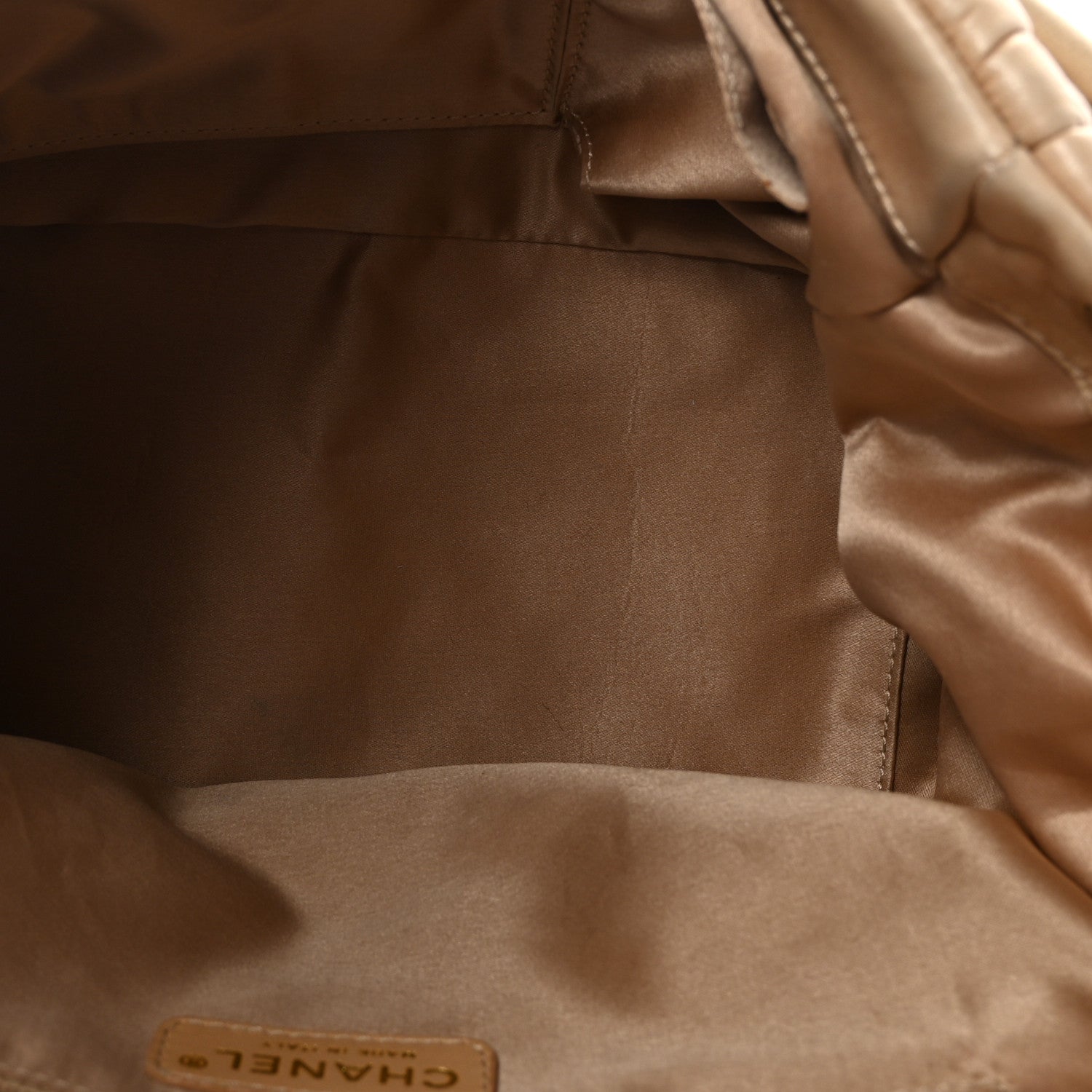Lambskin Bubble Quilt Accordion Flap Beige