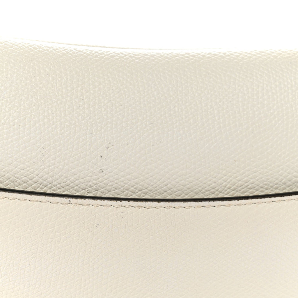 Grained Calfskin Mini Saddle Bag White