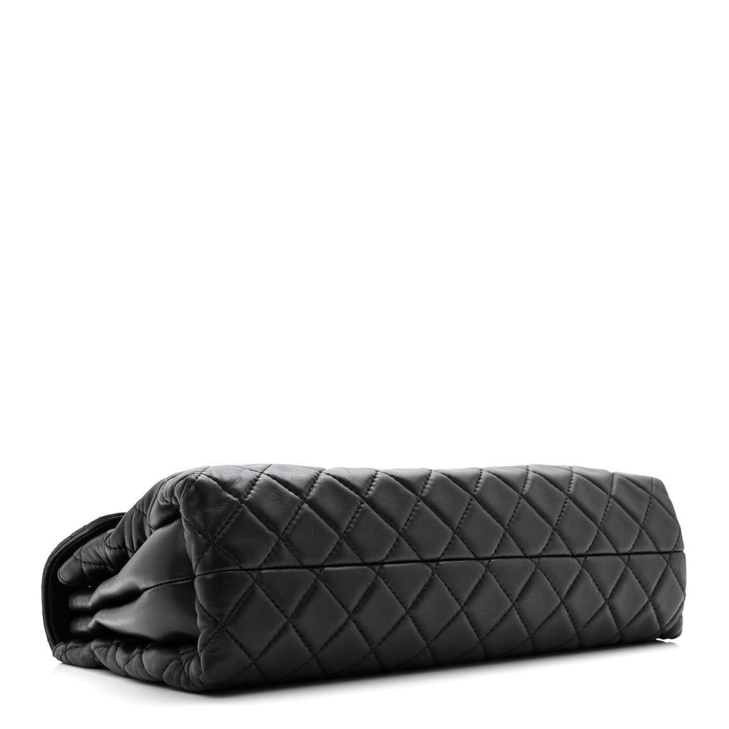 Lambskin Quilted Jumbo Chanel by 4 Flap Black