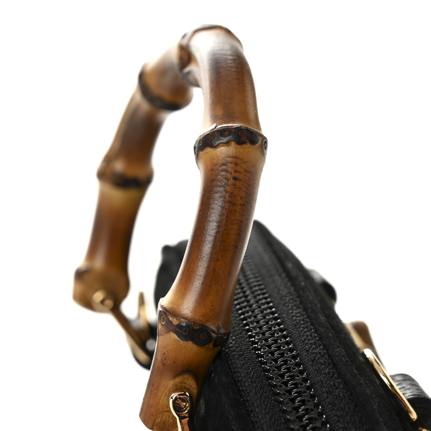 Suede Mini Bamboo Handle Bag Black
