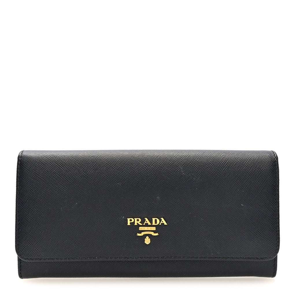 Saffiano Metal Continental Flap Wallet Black