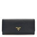 Saffiano Metal Continental Flap Wallet Black