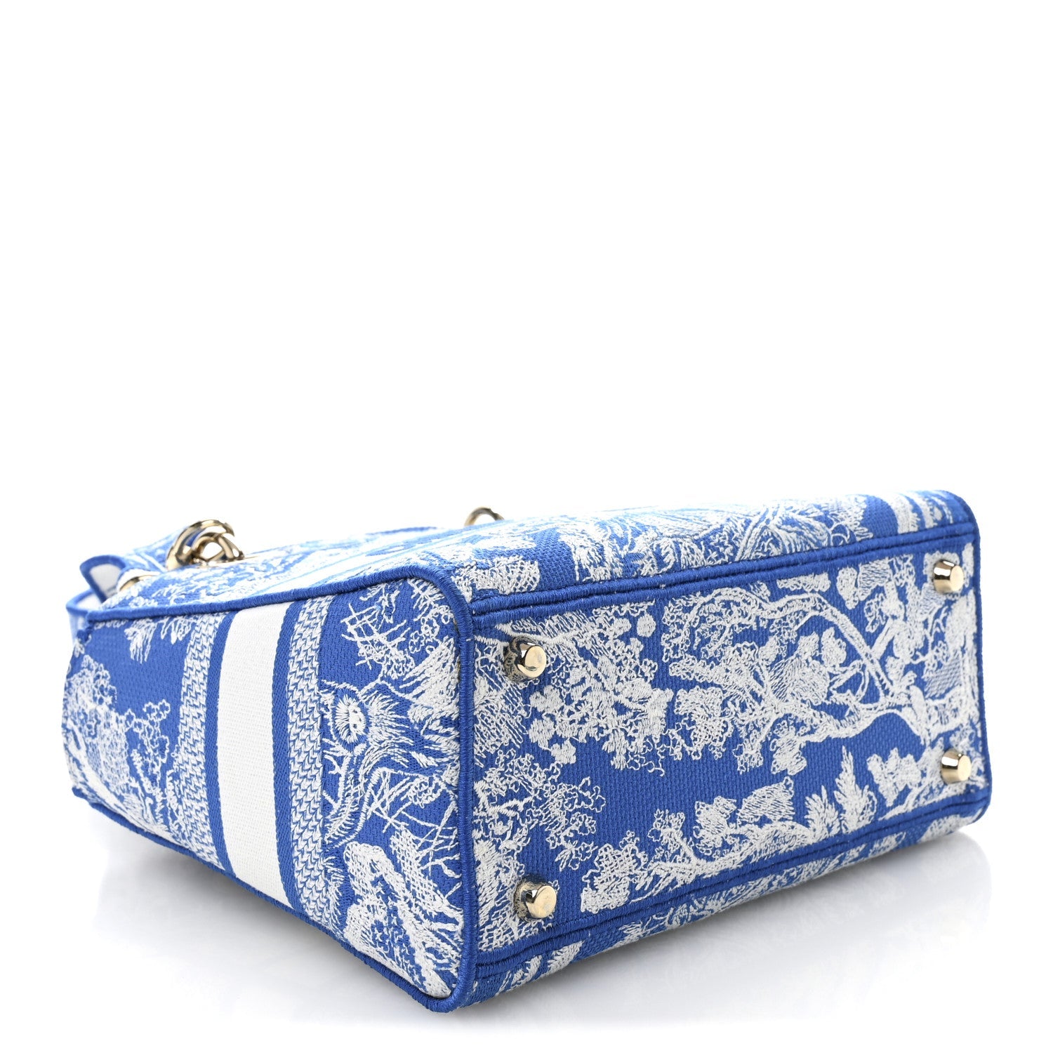 Canvas Toile De Jouy Reverse Embroidered Medium Lady D-Lite Fluorescent Blue