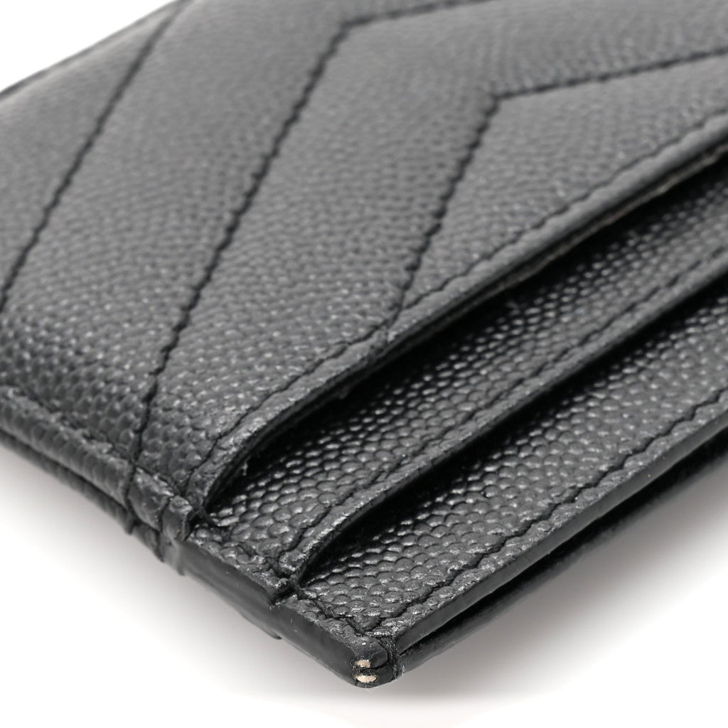 Grain De Poudre Matelasse Chevron Monogram Credit  Case Black