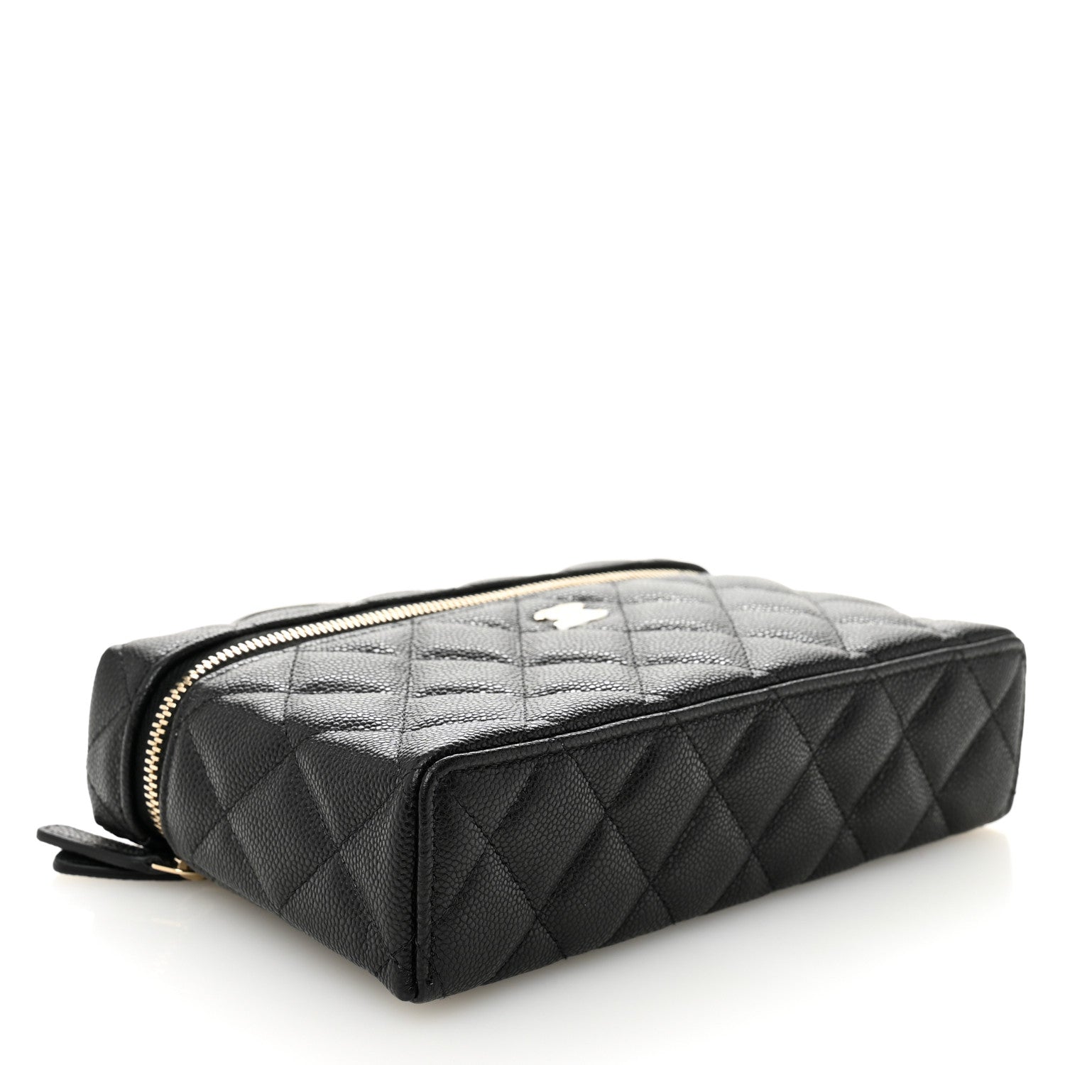 Caviar Quilted Top Handle Slim Vanity With Chain Black