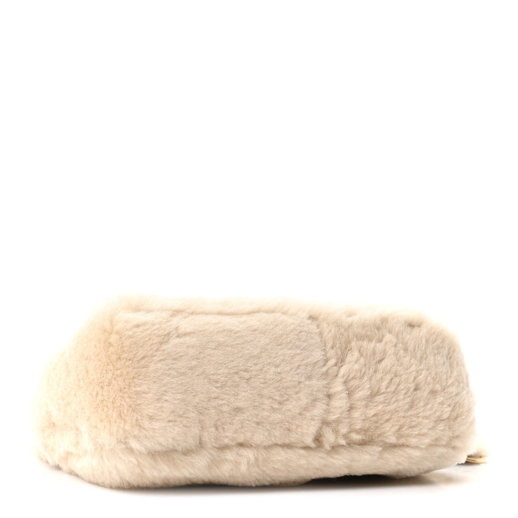 Shearling Nappa Mini Re-Edition Shoulder Bag Ecru