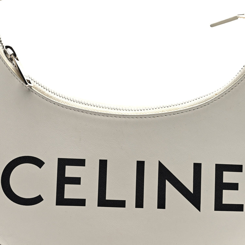 Smooth Calfskin Ava Logo Shoulder Bag White