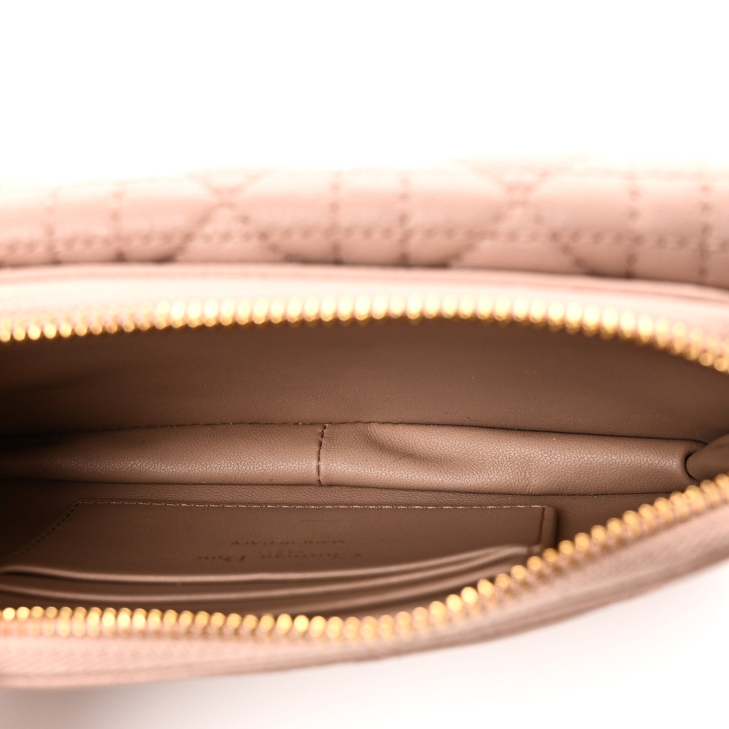 Supple Calfskin Cannage Caro Pouch with Chain Rose Des Vents