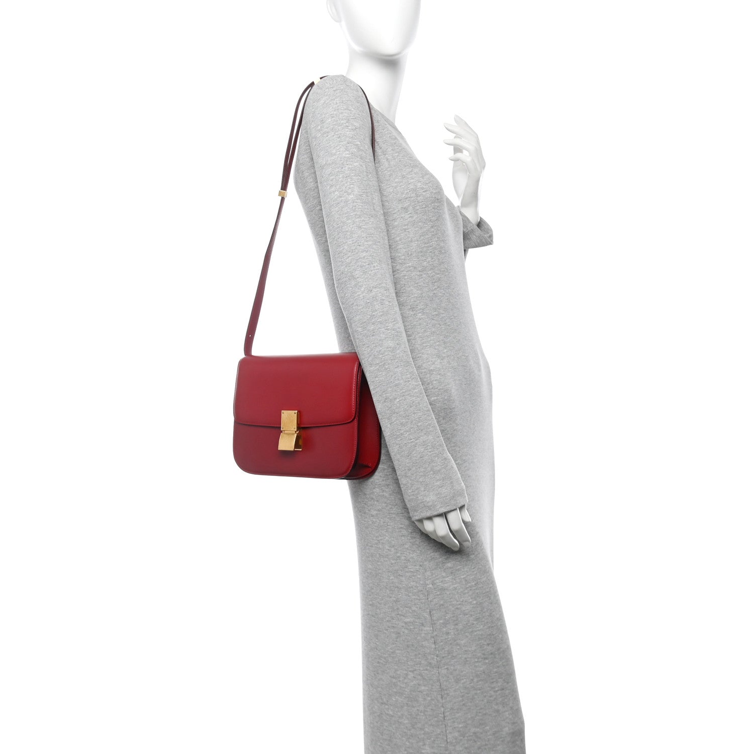 Box Calfskin Medium Classic Box Flap Bag Red