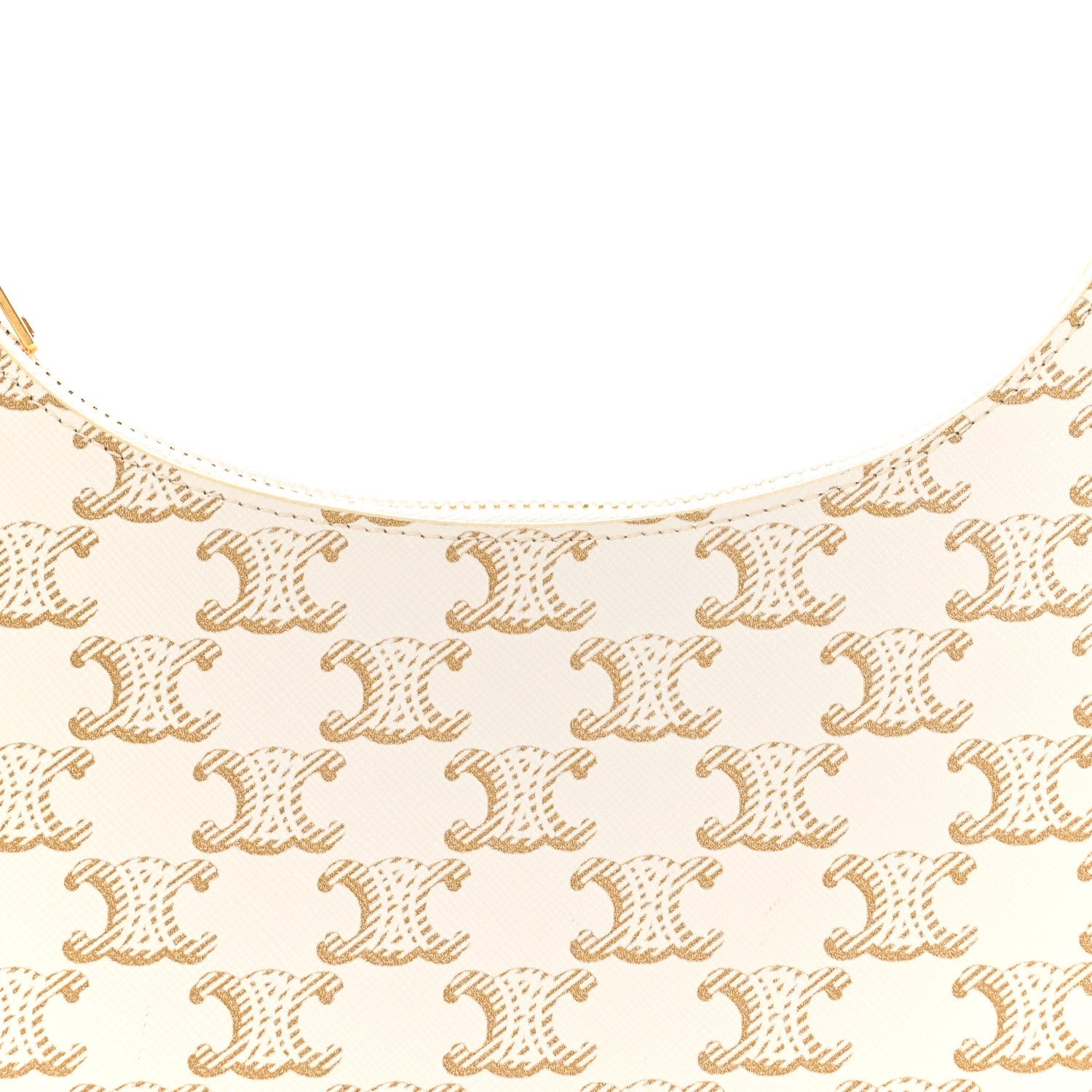 Canvas Calfskin Ava Triomphe Shoulder Bag White