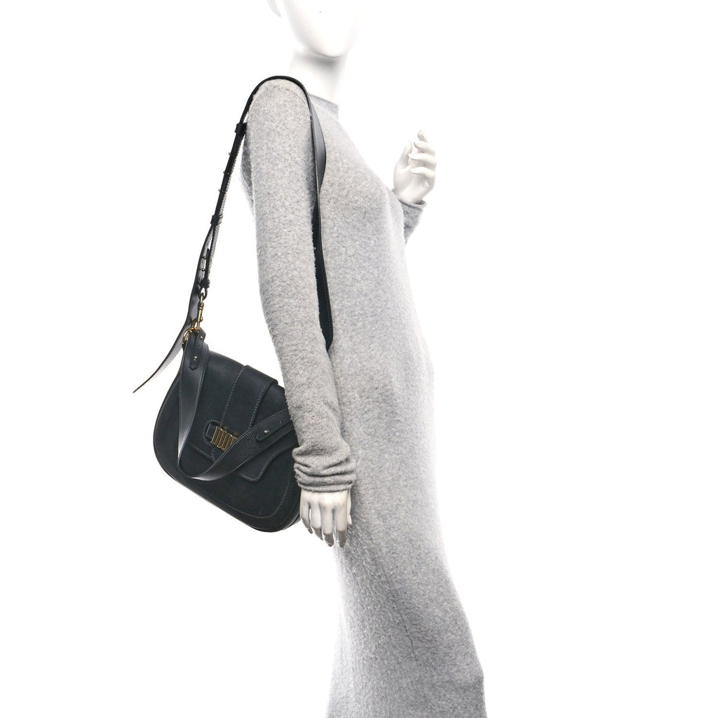 Calfskin D Fence Saddle Bag Black