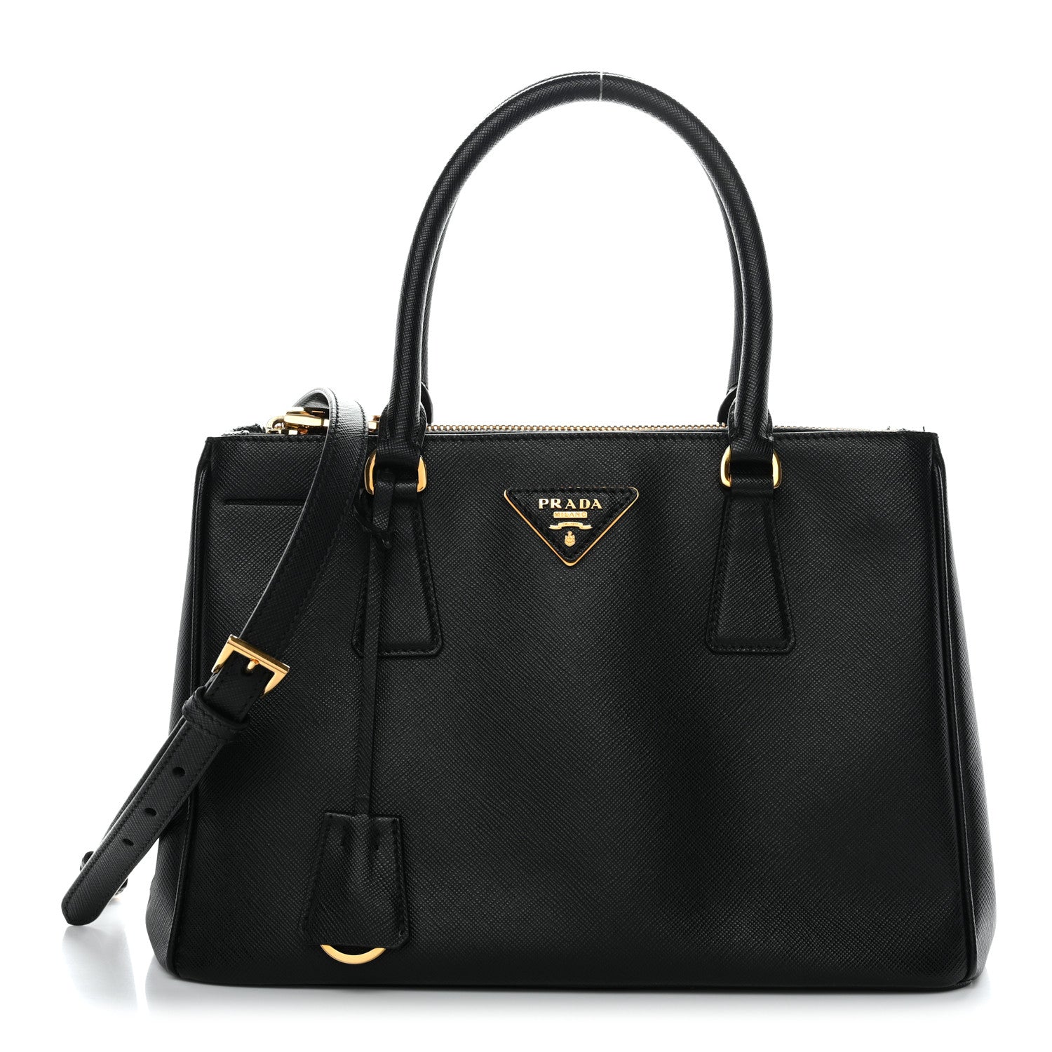 Saffiano Small Galleria Double Zip Tote Black