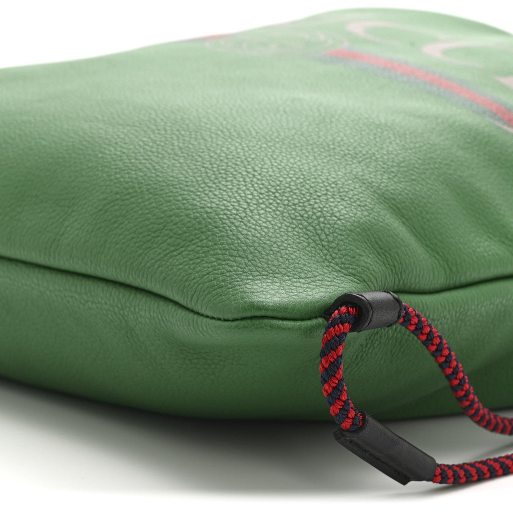 Calfskin Logo Drawstring Backpack Green