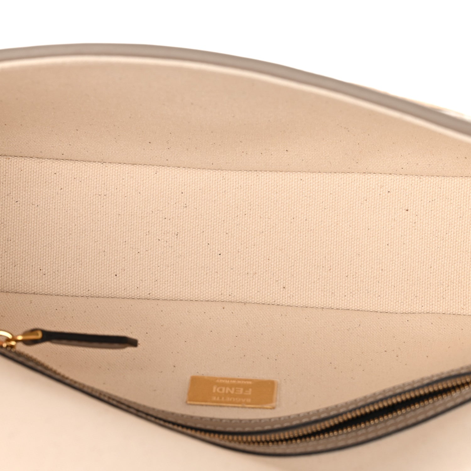 Canvas Vitello Seta FF Multicolor Embroidered Baguette Grezzo Multicolor Tortora