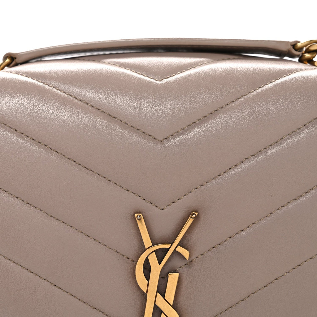 Calfskin Y Quilted Monogram Medium Loulou Chain Satchel Dark Beige