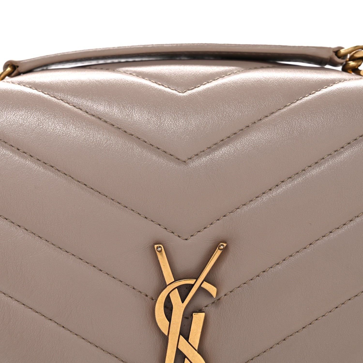 Calfskin Y Quilted Monogram Medium Loulou Chain Satchel Dark Beige