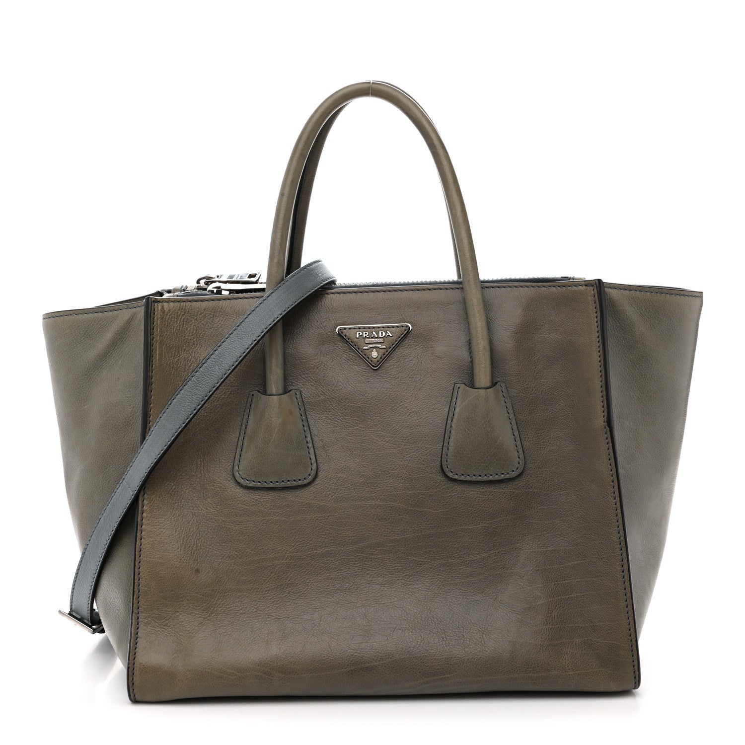 Glace Calf Twin Pocket Tote Marine