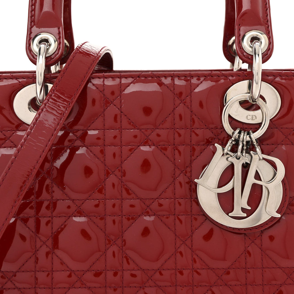 Patent Cannage Medium Lady Dior Red