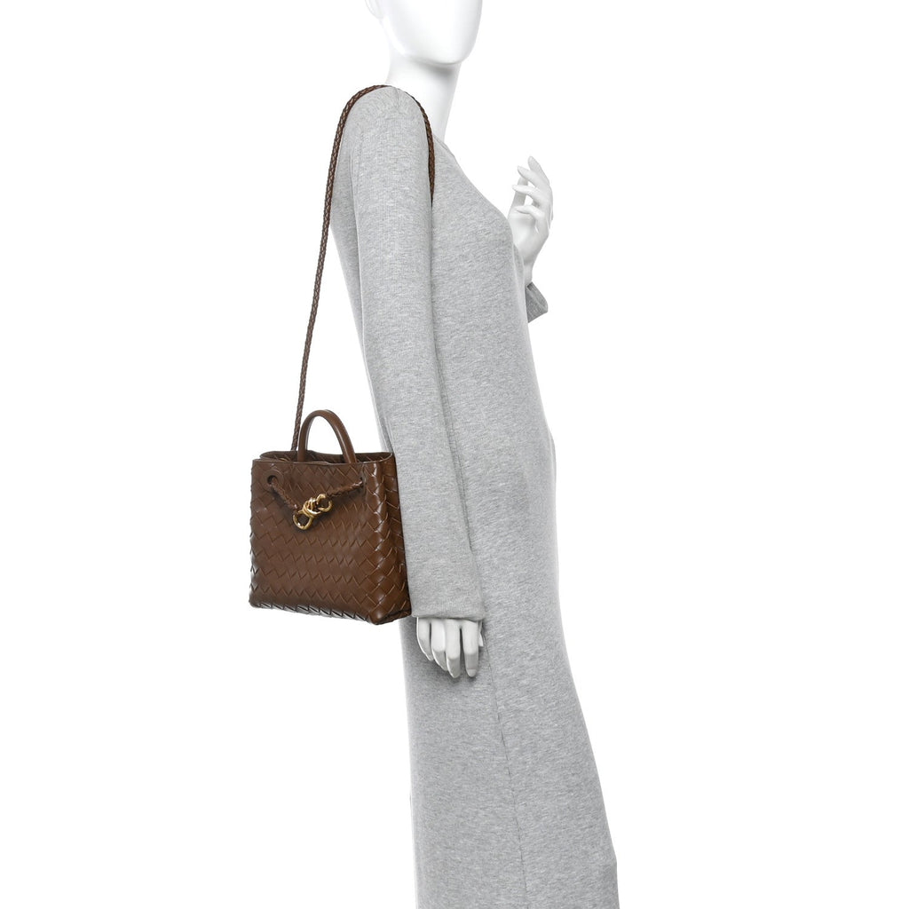 Nappa Intrecciato Small Andiamo Shoulder Bag Cognac