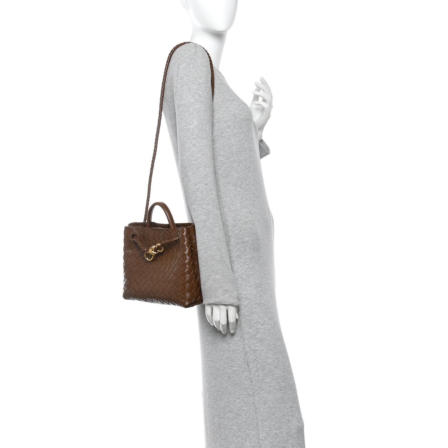 Nappa Intrecciato Small Andiamo Shoulder Bag Cognac