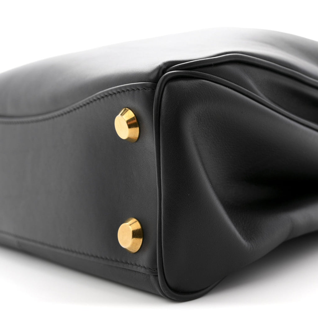 Natural Smooth Calfskin Small Rodeo Top Handle Handbag Black