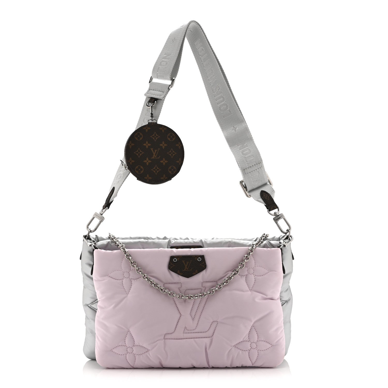 Econyl Monogram Pillow Maxi Multi Pochette Accessories Silver Pale Pink